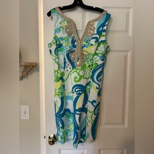 Lilly Pulitzer Blue and Green Floral Mini Dress